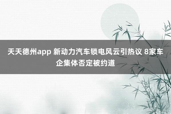 天天德州app 新动力汽车锁电风云引热议 8家车企集体否定被约道