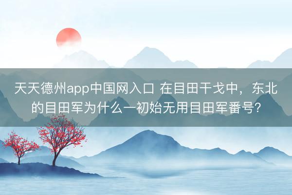 天天德州app中国网入口 在目田干戈中，东北的目田军为什么一初始无用目田军番号？