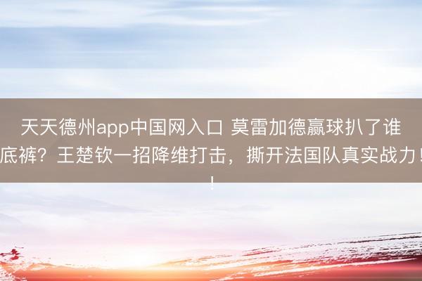 天天德州app中国网入口 莫雷加德赢球扒了谁底裤？王楚钦一招降维打击，撕开法国队真实战力！