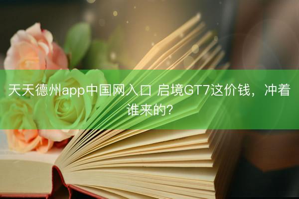 天天德州app中国网入口 启境GT7这价钱，冲着谁来的？