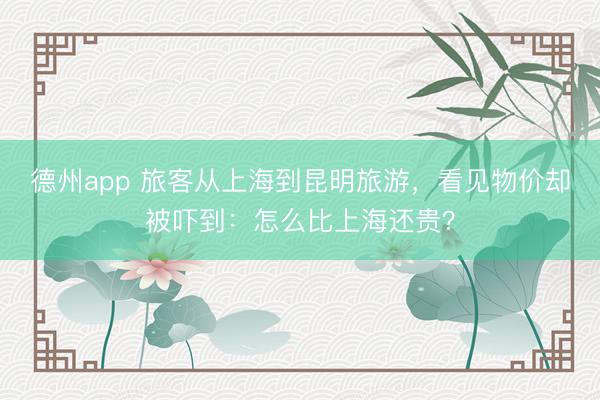 德州app 旅客从上海到昆明旅游，看见物价却被吓到：怎么比上海还贵？