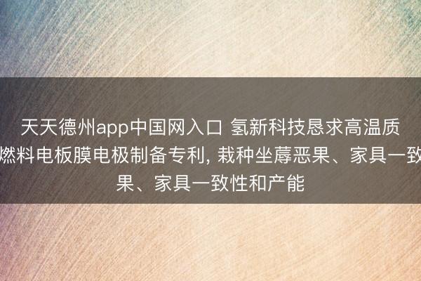 天天德州app中国网入口 氢新科技恳求高温质子交换膜燃料电板膜电极制备专利， 栽种坐蓐恶果、家具一致性和产能