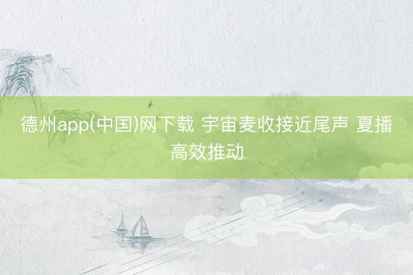 德州app(中国)网下载 宇宙麦收接近尾声 夏播高效推动